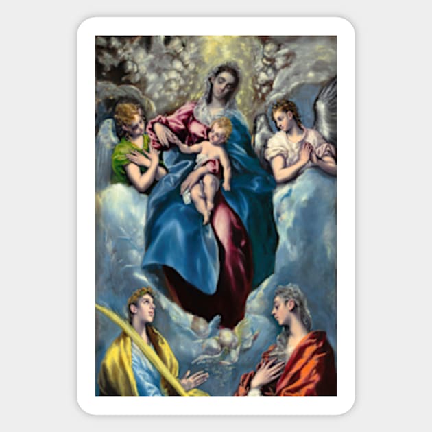 El Greco, Madonna and Child with Saint Martina and Saint Agnes, 1599, Art Print Sticker by ZiggyPrint